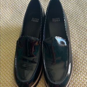 Eileen Fisher Shiny Black Patent Leather Loafers